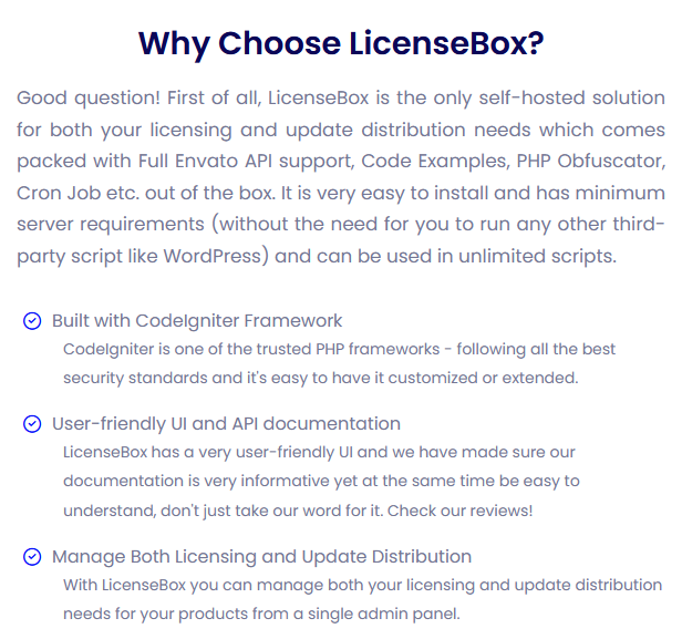 LicenseBox is a full-fledged licenser and updates manager